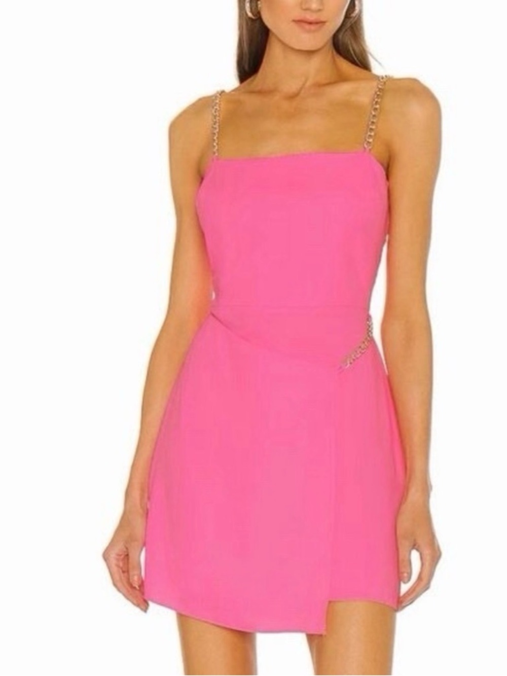 Amanda Uprichard‎ Revolve Mini Asymmetrical Stilla Wrap Dress Chain Size S Pink